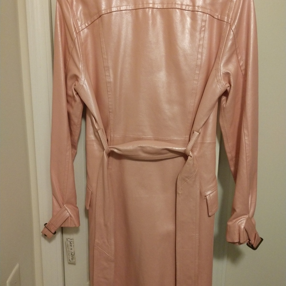 Pink Leather Trench Coat